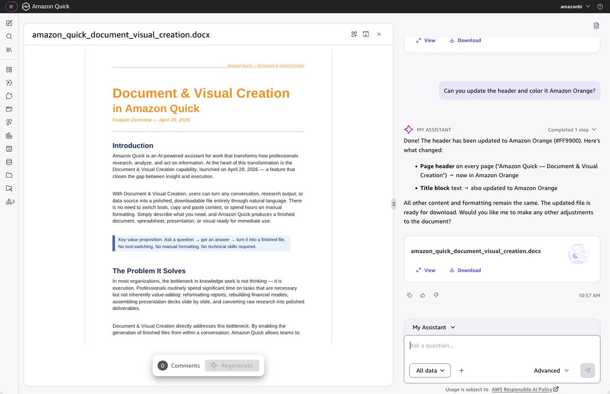 vGazza's tweet photo. How #AmazonQuick turns document creation from hours into minutes 👉 https://t.co/d5tLzRF5EM #AWS #Cloud #CloudComputing #AI #GenerativeAI #Innovation https://t.co/fggER8sdyM
