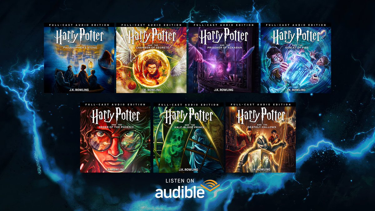 Doffe23H's tweet photo. audible Harry Potter: The Full-Cast Audio Edition review
i have been a massive fan of harry potter books since was 7 years old. and since November last year i have been lisitng to the aduilbe Harry Potter: The Full-Cast Audio Editions. and after listing from Frist book to Last book i can confenlty say that this  audible full cast edeiton is the defetive way to lisitng to the harry potter books. 

what is the Harry Potter: The Full-Cast Audio Editions?

Well they  are immersive, unabridged audiobooks. imaningen like the movie but with just the sound and audio. unlike in normal audioo books every character is voiced by the same person but not in the full cast edeiton. every character is voiced by diffrent actor and all of them is amazing at their job i mean all of them. they was not singel actor in the audible that i thought was bad every one them pull they A game.

But if had the pick it whould the actor that voiced harry from 4-7 books. he was simply amazing. i think  had range and he was simply aamzing.  in the fifth book durirng chapter "The Lost Prophecy" he really show his range. he the defetive adult harry potter voice for me.

Verdict. The Harry Potter: The Full-Cast Audio Editions from audible is the defetive way to listing to harry potter 
10/10.