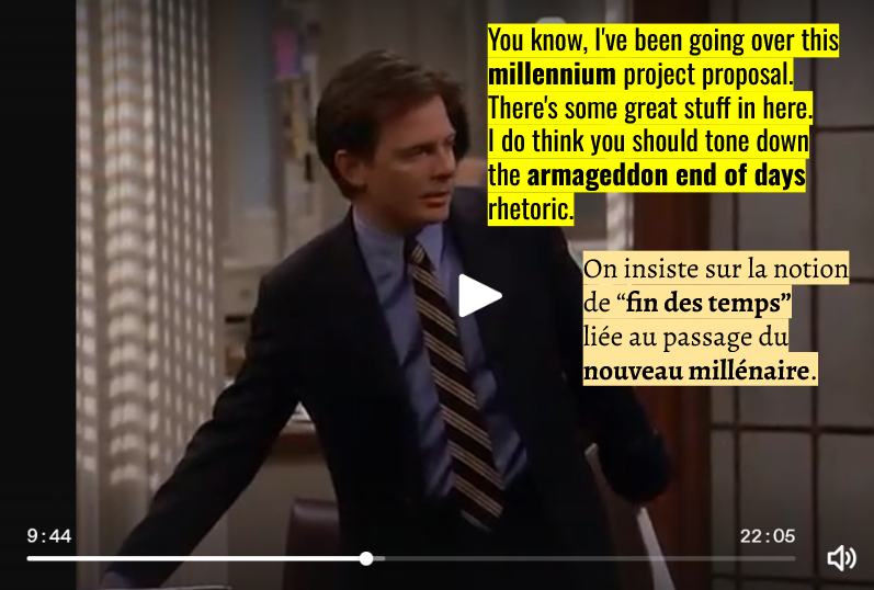 SylvainTristanX's tweet photo. (17/30) Épisode de #SpinCity (1999), "Retour vers le Futur 4 ou le Jour du Jugement dernier", qui nous programme pour 9/11 ! Toute la rhétorique de fin des temps liée au passage du nouveau #millénaire est là (et ils en rient !). https://t.co/mH4t4yjWAp
