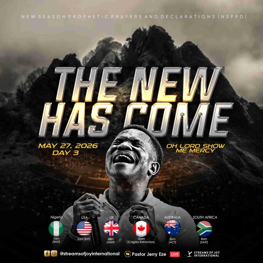 streamsofjoyHQ's tweet photo. 🟪🟪TOMORROW IS THE LAST WEDNESDAY OF MERCY FOR MAY
🟪🟪WHAT CAN MERCY NOT CHANGE ?!
🟪🟪THERE IS NO JUSTICE WITHOUT MERCY.
🟪🟪WHEN EVERYTHING ELSE FAILS, MERCY NEVER FAILS.

OPERATION CLEAN UP: THE NEW HAS COME.
FORCEFUL MANIFESTATION (DAY 3)
OH LORD SHOW ME MERCY

 O turn unto me, and have MERCY upon me; give thy strength unto thy servant, and save the son of thine handmaid. Shew me a token for good; that they which hate me may see it, and be ashamed: because thou, Lord, hast holpen me, and comforted me. (Psalm.86:16-17)

🟪🟪THERE WILL BE:
🟣MERCY For Completion
🟣MERCY For Perfection 
🟣MERCY That Wipes Bitter Tears 
🟣MERCY For The New 
🟣MERCY Over Your Family 
🟣MERCY For Direction
🟣MERCY For Enlargement 
🟣MERCY For The Hand Of The Lord
🟣MERCY For A Higher Grace
🟣MERCY Because Your Case Is An Emergency.

🟪🟪PROPHETIC INSTRUCTIONS:
📝Write down 7 Areas You Desire EL-ROI's MERCY this May
📄Bring Every Negative Report with you to the Altar of MERCY
🧑‍🧑‍🧒‍🧒Don't Come Alone, Bring Your Family, friends, Everyone With You
📲Share The Link; Share The Prayers To Extended Family Members & Friends
📺Watch LIVE On All Our Social Media Platforms. 7am Nigerian time

Declare With us : OH LORD, PLEASE SHOW ME MERCY THIS MAY. LET THE NEW BEGIN IN MY LIFE .

#NSPPD
#7amFirePrayers