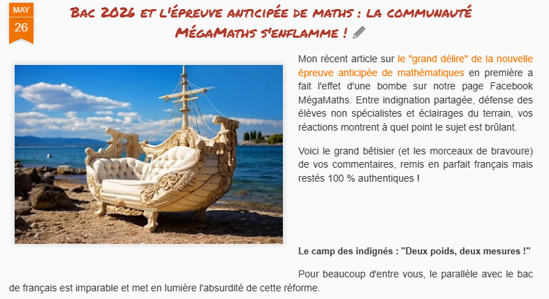 MegamathsTweets's tweet photo. Bac 2026 : l'épreuve de maths anticipée est-elle une usine à gaz ? Entre injustice flagrante et défense du niveau d'exigence, les abonnés de MégaMaths montent au créneau. Florilège des réactions ! 
https://t.co/MI1QauRei9
#Bac2026
#Mathématiques #Parcoursup #RéformeBac https://t.co/wRlG66hSOb