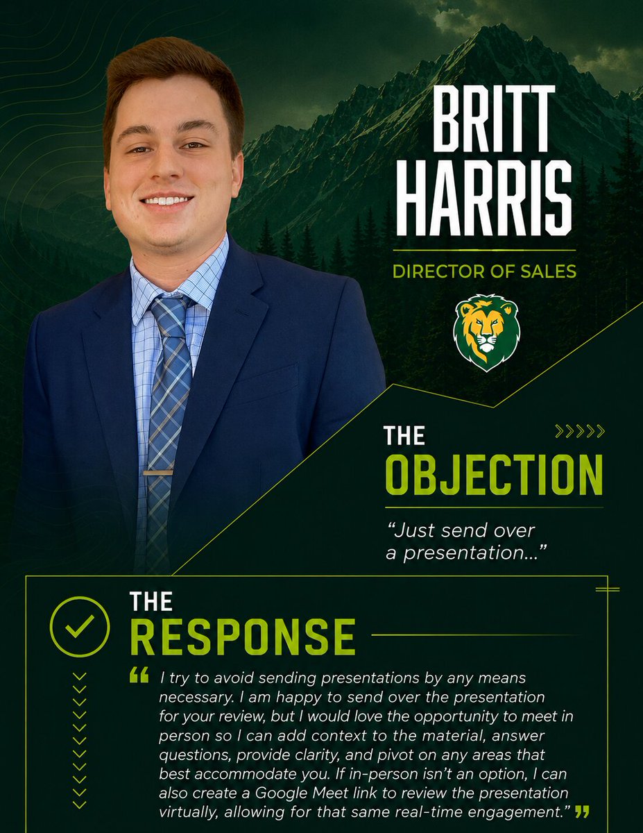 PeakSportsMGMT's tweet photo. The best reps don’t avoid pushback. They stay curious, control the process, and respond with clarity instead of pressure. Here’s how our team handles some of the most common objections in sports sales. 👇

#KeepClimbing⛰️ https://t.co/Jemh5cnTWd