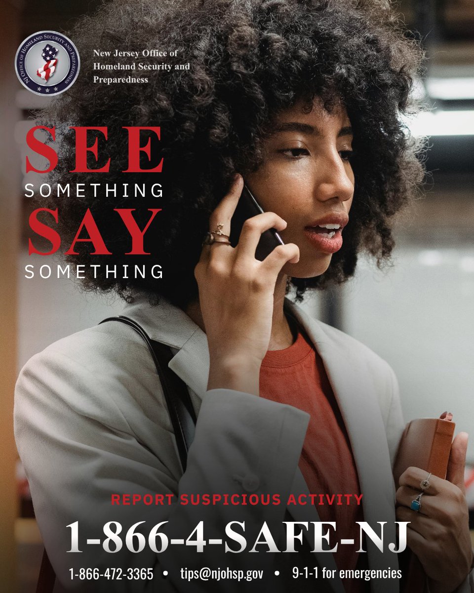 NJBPU's tweet photo. Across New Jersey, everyone plays a role in keeping communities safe. If you see something, say something—report suspicious activity to local law enforcement or NJOHSP at 1-866-4-SAFE-NJ or tips@njohsp.gov. #SeeSayNJ https://t.co/oK4ZUMKmej