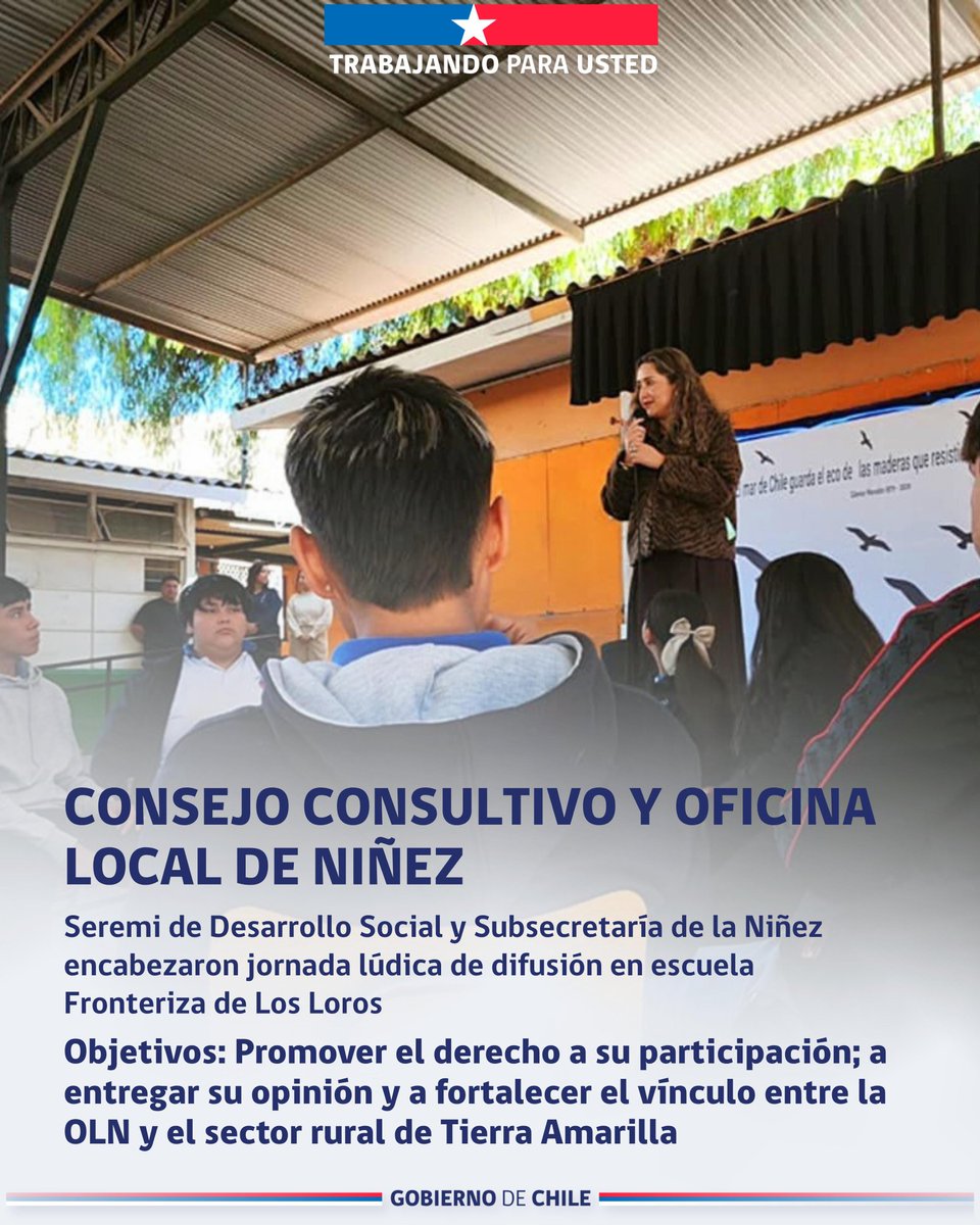 MDSAtacama's tweet photo. En el marco de una actividad lúdica y participativa, estudiantes de la Escuela Fronteriza de Los Loros, adquirieron nuevos conocimientos, particularmente sobre el Consejo Consultivo Comunal de Niños, Niñas y Adolescentes y sobre la Oficina Local de la Niñez del @MinDesarrollo https://t.co/6hYqDCYB62