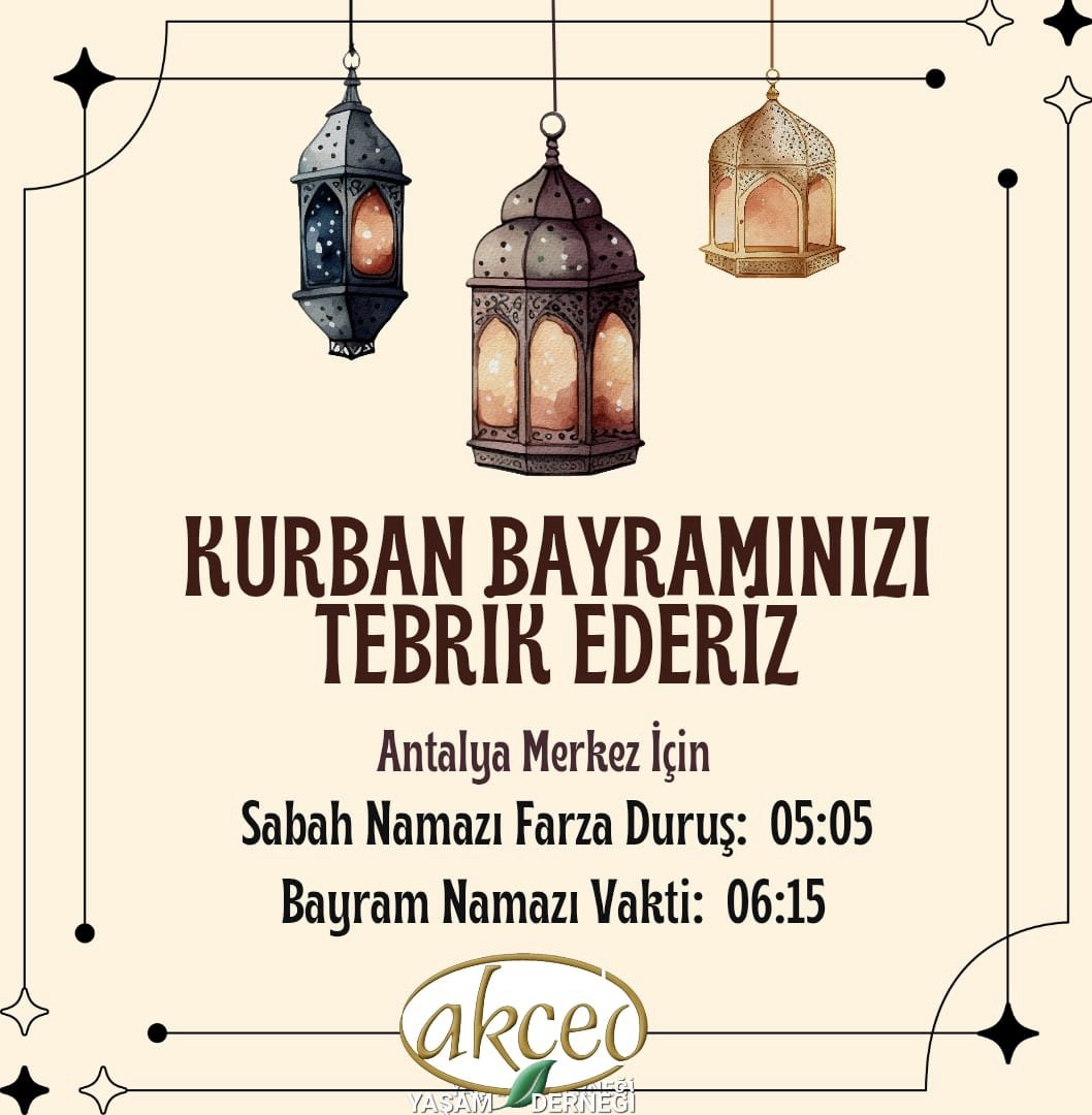 AntalyaAkced's tweet photo. Mübarek Kurban Bayramınızı Tebrik Ederiz https://t.co/4GaRwEnJSh