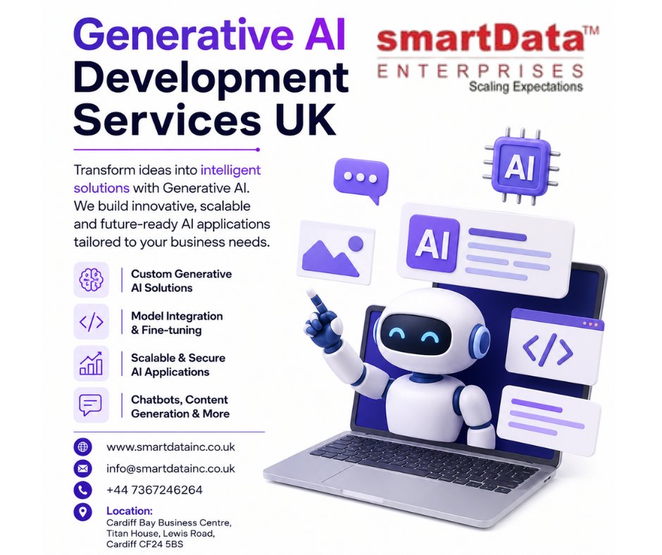 smartDataIncUK's tweet photo. Empower Your Business with #GenerativeAIDevelopmentServices in #UK
From AI-powered automation to intelligent chatbots, predictive analytics, and #customLLMsolutions — we help businesses innovate faster and scale smarter.
https://t.co/LicMPfPBSb
#AIDevelopment #UKTech #smartDataUK https://t.co/OJlByi4Bqq