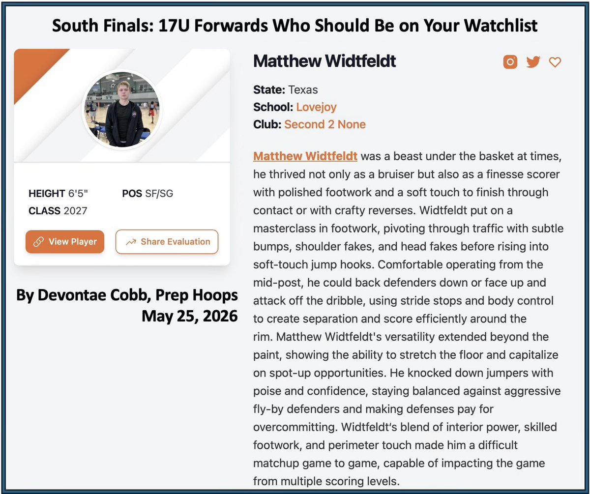 MattWidtfeldt's tweet photo. Thanks for the write up Coach Cobb! Was great to meet you in person while representing the S2N P32 brand at the Prep Hoops: South Finals with Team Mentality. 

#GodsPlan
#PlayForTheOne 
#PlayTheRightWay

Next up for S2N P32 is The Circuit: May 29-31 in Dallas. 

https://t.co/xGDFtySGqb

@AlJohnsonSports
@ayye_ROD
@BallNonStop_
@jayfrye
@KevinOneEye
@LovejoyHoops
@mosesk225
@NCPHoops_
@p32league
@PrepHoopsTX
@s2nhoops 
@MSeanPhillips 
@mtimminshoops 
@th3scouting
@thecircuithoops
@revocruit
@newbalancebasketball