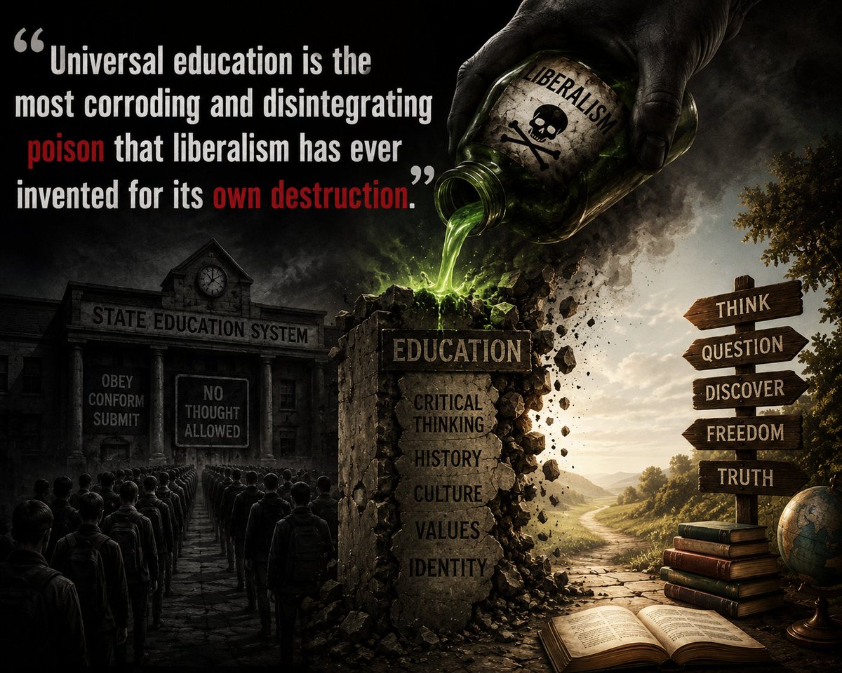 NegiPriyank's tweet photo. “Universal education is the most corroding and disintegrating poison that liberalism has ever invented for its own destruction.” https://t.co/5UxIp45zcH