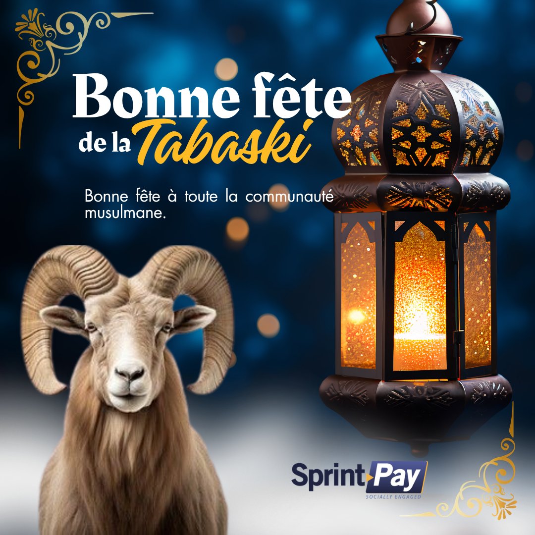 SprintPayTech's tweet photo. Bonne Fête de la Tabaski

À l'occasion de l'Aïd el-Kébir, l'équipe de @SprintPayTech  adresse ses vœux les plus sincères à ses clients, partenaires et collaborateurs de la communauté musulmane.

#Tabaski #AidMoubarak #SprintPay #Informatique #EnergieRenouvelable https://t.co/Kcb9w59c1v
