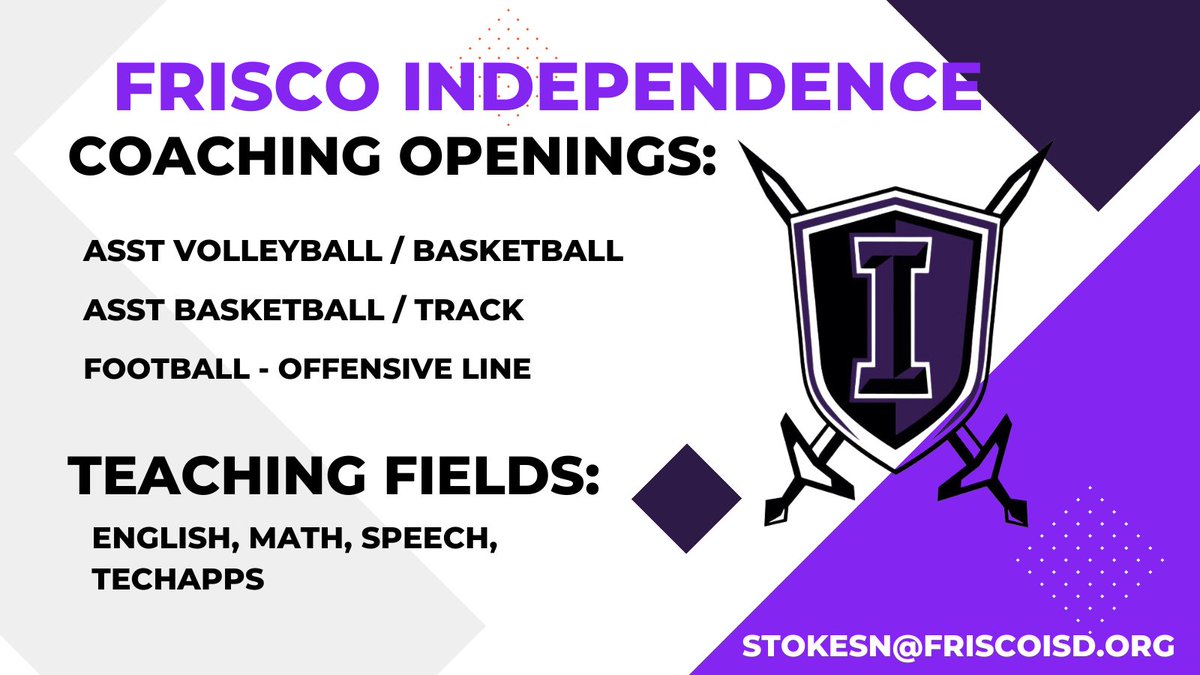 CoachNickStokes's tweet photo. Frisco Independence has a few coaching spots available. Go Knights! https://t.co/bI6LBngLZ1