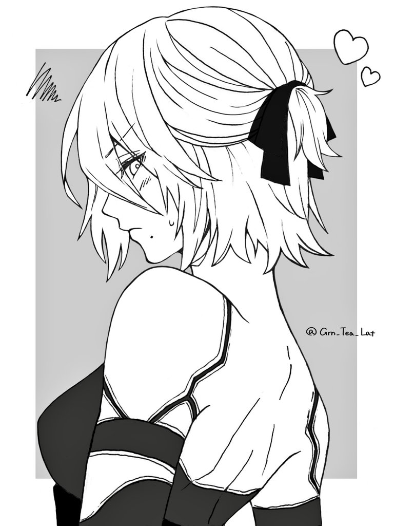 Grn_Tea_Lat's tweet photo. ハーフアップなA2さん🥰
 #NieRAutomata https://t.co/TK44pcBNGs