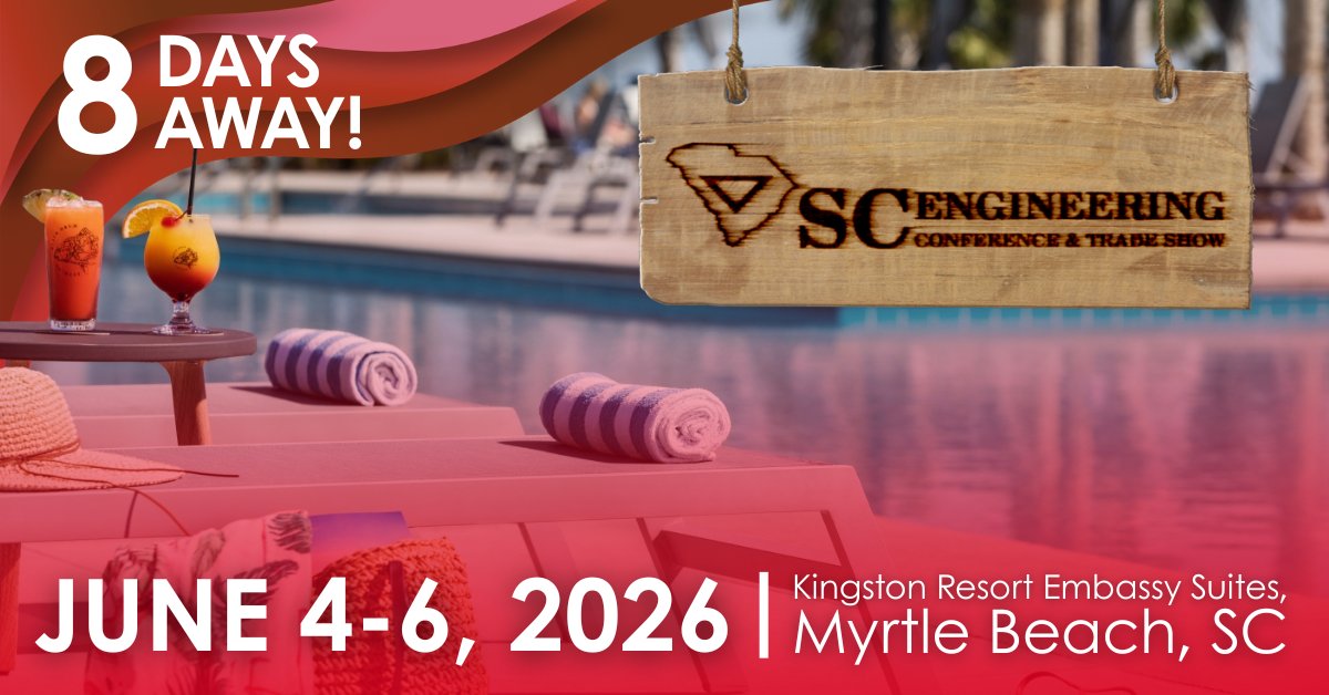 SCSPE's tweet photo. We're shore you'll like this! 🏄
Join us for the 2026 SC Engineering Conference &amp; Trade Show from June 4-6. Don't miss out on SC's largest conference &amp; trade show of the year!
🔗 Register here: https://t.co/Wgc2e6eIVY
Take a look at our agenda here 👇
https://t.co/tKLVTnF0Sj https://t.co/IrihYJEIMZ