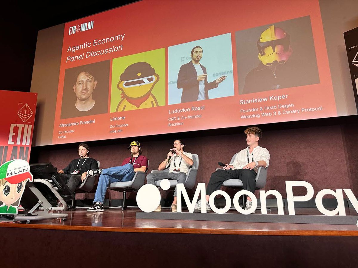 Brickken's tweet photo. The conversation around the Agentic Economy is shifting from theory to infrastructure

Last week at @eth_milano , our CRO @Ludovico__Rossi took the Main Stage to tackle the hardest question in agentic finance: authorization.

While autonomous agents can easily execute payments for compute or data, proving they are authorized to interact with regulated financial instruments is a different challenge. 

For tokenized funds, private credit, and treasuries, compliance and mandate eligibility cannot be assumed.

Thank you to everyone who joined the panel and connected with us at the Museo Nazionale Scienza e Tecnologia Leonardo da Vinci. 

The infrastructure where autonomous agents meet regulated finance is being built right now.