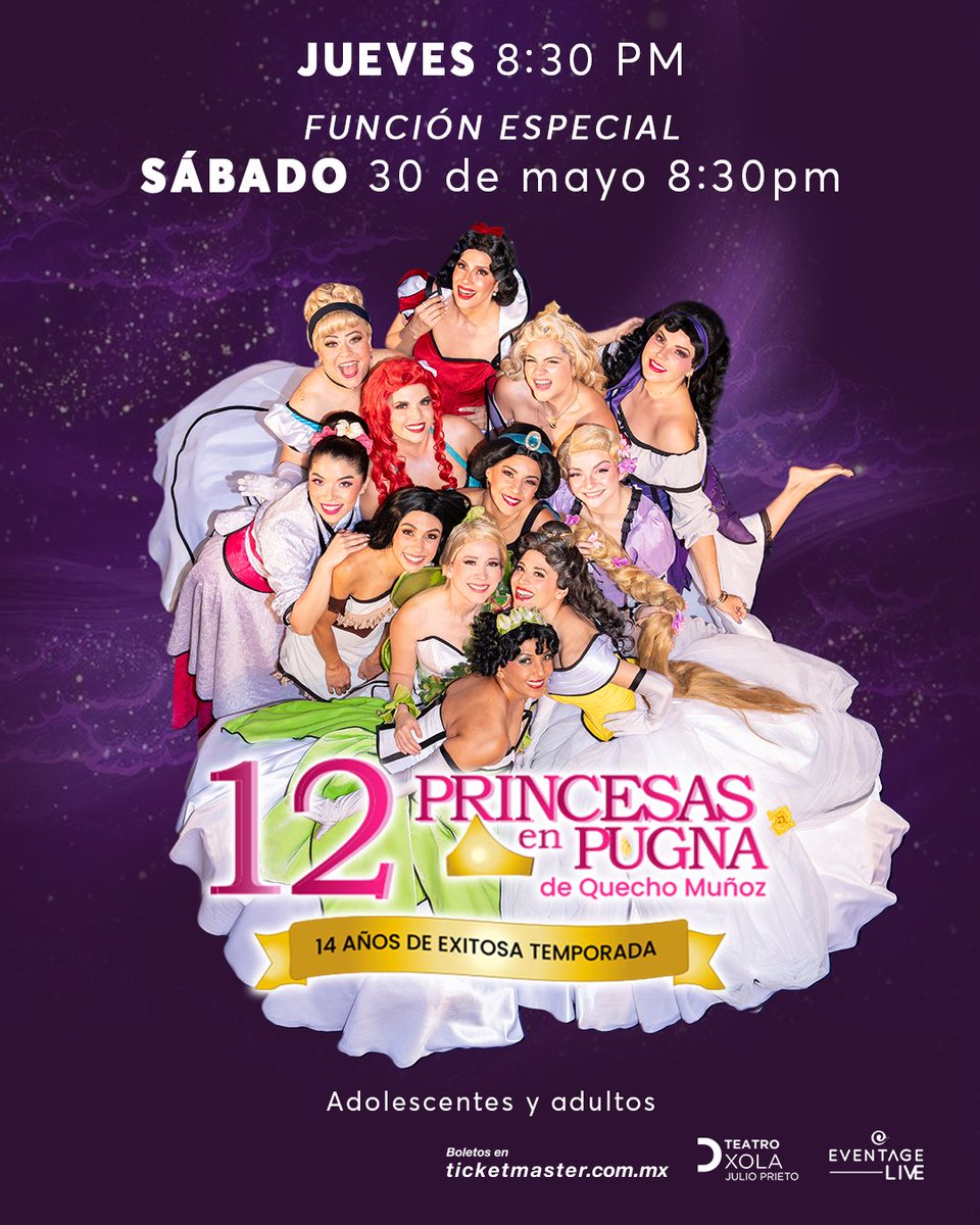 rbkmore's tweet photo. ¡Este sábado tenemos función especial de @12_Princesas para cerrar mayo con el teatro lleno de risas!

¡Ven y celebra con nosotros nuestros 15 años en cartelera!

@TeatroXola 

Boletos en taquilla y en Ticketmaster

https://t.co/cexrN0ETLN https://t.co/WhPhDOvmhR