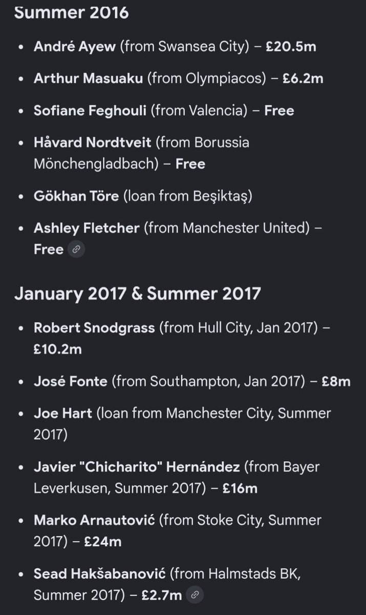RealWHFans's tweet photo. Bilics signings when he was given full control and people want him back, 🤦

Him and Tim S must have gone to the same school of scouting https://t.co/ifa6u9OEb9