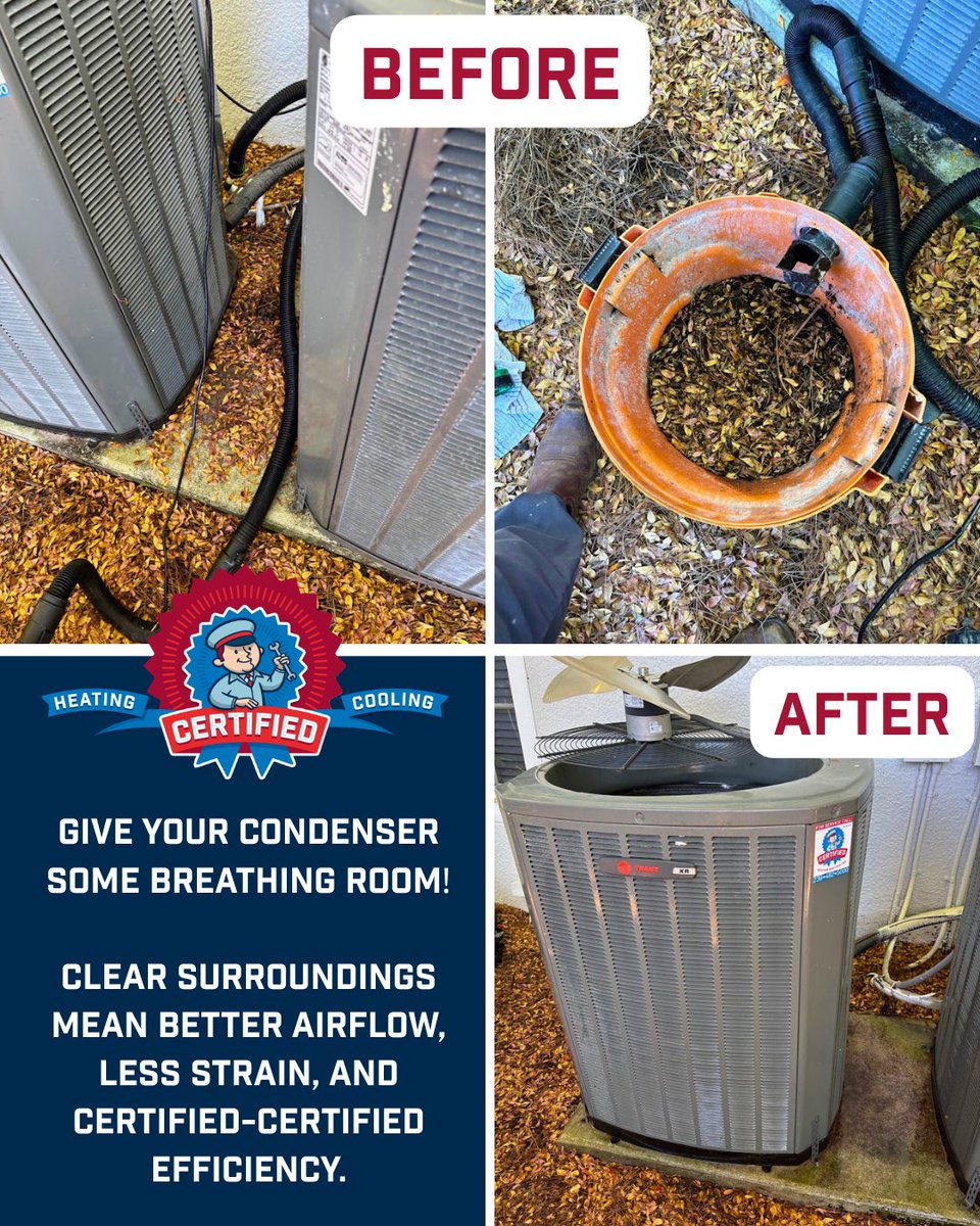 thinkcertified's tweet photo. Sometimes efficiency starts with simply giving your unit some breathing room!

#hvac #swfl #thinkcertified #beforeandafter #indoorairquality #local #maintenance https://t.co/dYfrjSPWd8