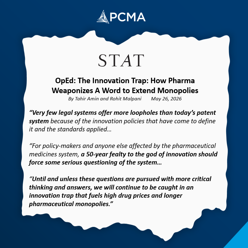 pcmanet's tweet photo. A new @statnews piece from Tahir Amin, @IMAKglobal Founder and CEO and Rohit Malpani, former Director of Policy for the Médecins Sans Frontières Access Campaign examines how Big Pharma exploits patent law loopholes to keep drug prices high.

Read the full article here: https://t.co/lvOOm35lHe