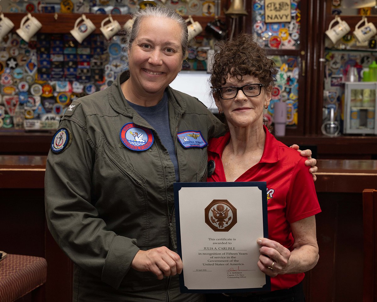 NASPCOLA's tweet photo. Congratulations to Naval Air Station (NAS) Pensacola civilian service employees who recently marked 15 years of government service!!!

Christine Akerson
Lynne Martinez
Julia Carlisle
Natividad Pascual

#CNRSE #CNIC #NASP https://t.co/WpoCN99PxB