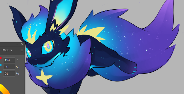 Sylfeanne's tweet photo. Preview of a Galaxy Flareon!🌟 It's still very rough >w< https://t.co/1p4mO0MNQM