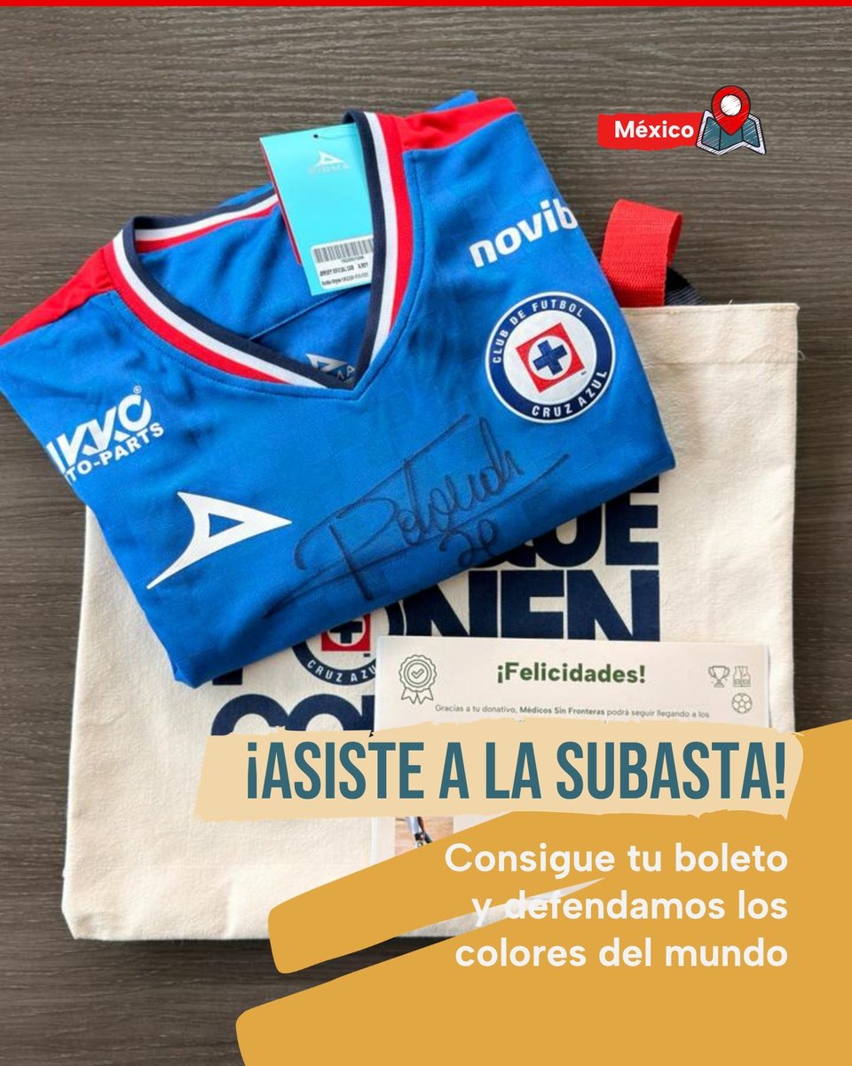 MSF_Mexico's tweet photo. Afición azul, este partido también se juega fuera de la cancha.

Participa en una subasta con causa y llévate jerseys autografiados por jugadores que hicieron historia rumbo a la décima 🏆
#Colabora #DefendamosLosColoresDelMundo #CruzAzul #CruzAzulCampeón https://t.co/2gN1sxhrFR