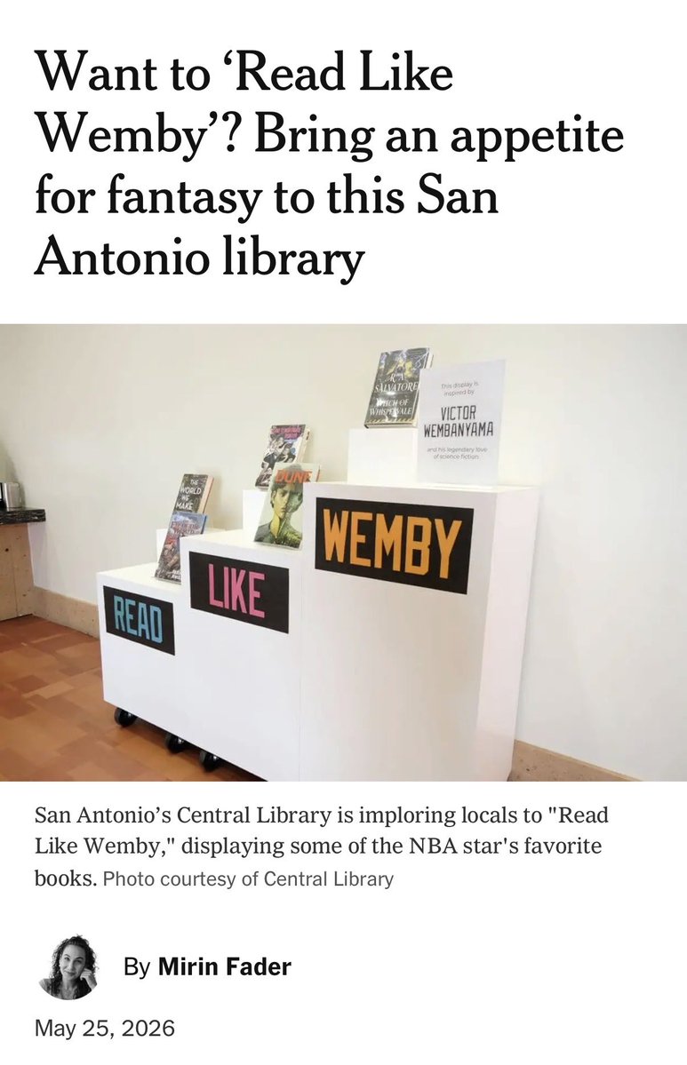 COSA_CD8's tweet photo. Congratulations to Juspreet Kaur on her creative and inspiring idea to help promote reading through Victor Wembanyama’s love of books — an initiative recently highlighted in The New York Times. https://t.co/iPANTVpidg