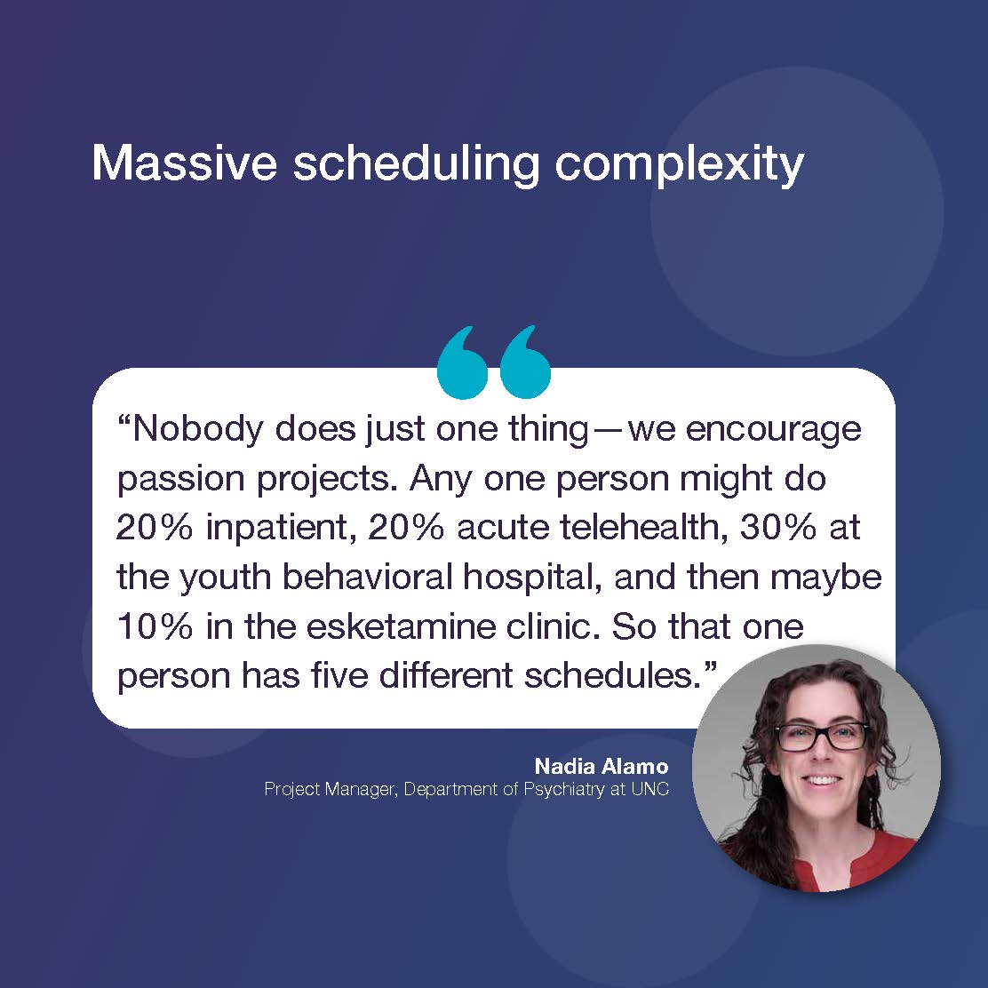 PerfectServe's tweet photo. As UNC Chapel Hill's Dept. of Psychiatry dealt with explosive growth, it became obvious their existing scheduling methods were no longer cutting it.

Start below and read the whole story here to see how we helped them reduce schedule creation time by 88%: https://t.co/N7OW7Jl7W9 https://t.co/VUxCkjjGBb
