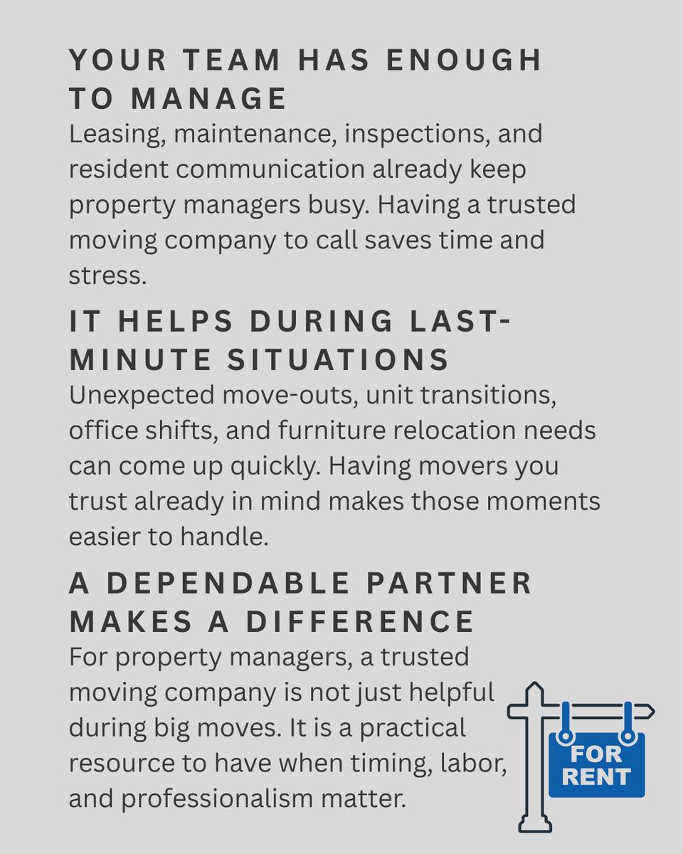 crocker_moving's tweet photo. Property managers juggle leases, maintenance, turnovers, and sometimes heavy lifting. From unit transitions to furniture moves, having trusted movers on call saves time and stress. When timing and reliability matter, Crocker Moving Services is ready to help. https://t.co/R8nzkDDI5j