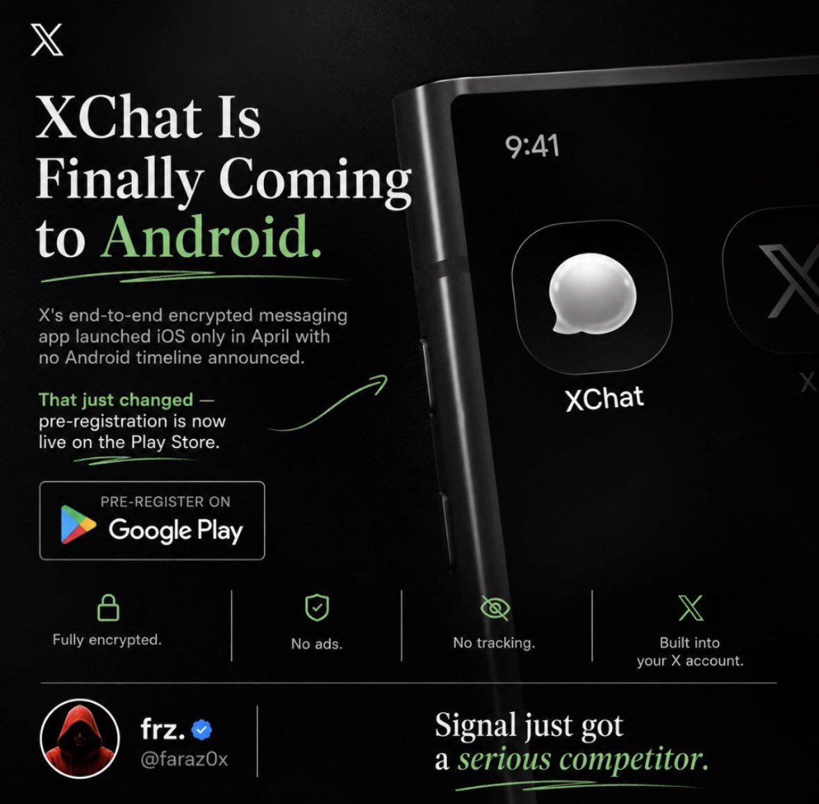 X Launches Android Pre-Registration for Encrypted XChat App