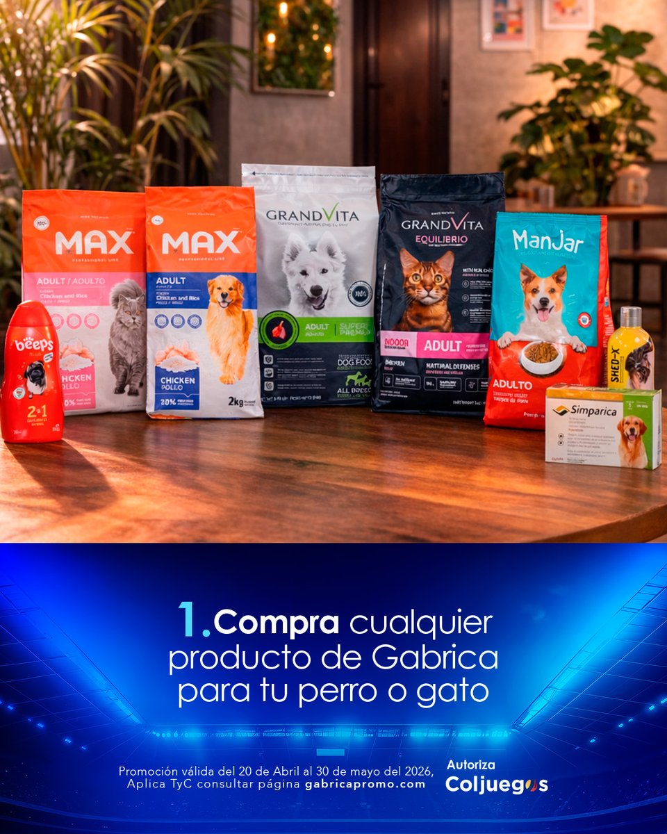 Gabricaco's tweet photo. Estamos en los últimos días para participar en la Petcup Gabrica, recuerda que puedes ganar Fan zones, camisetas, balones y más de 1000 premios son los que te puedes llevar para ti y tú mascota​

🐾 Compra productos Gabrica​​

📲 Registra tu factura​​

🏆 Y participa por más de 1000 premios​​

Entre más facturas registres, más oportunidades tienes de ganar.​

Promoción válida del 20 de abril al 30 de mayo de 2026 aplica TyC​

Más info por aquí: https://t.co/Wg5GBUXXu7
