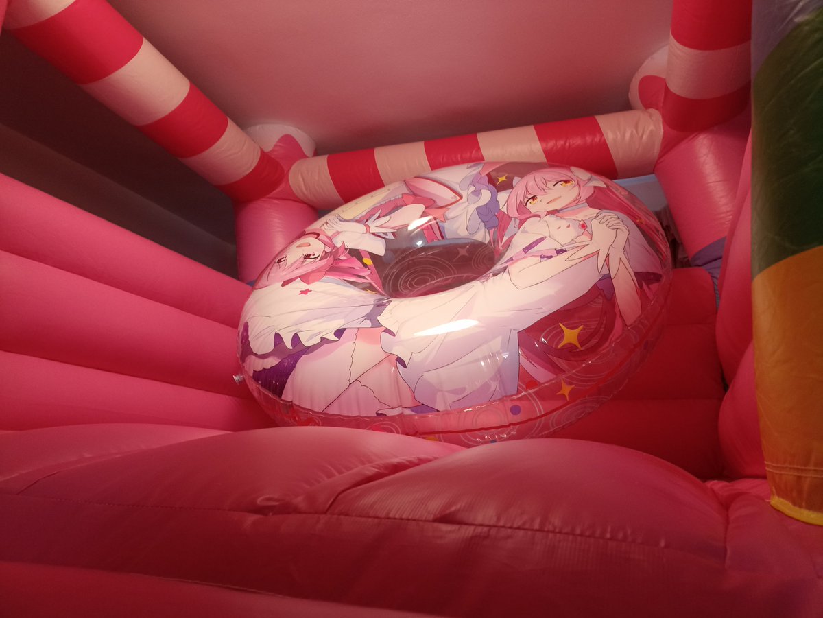 VickyBatBee's tweet photo. Two of the PRETTIEST squeaks I own, hands down! And they both fit my bouncy castle very well - well, Vita can't stand upright but we don't talk about that :3 https://t.co/DVT3aLMeIU