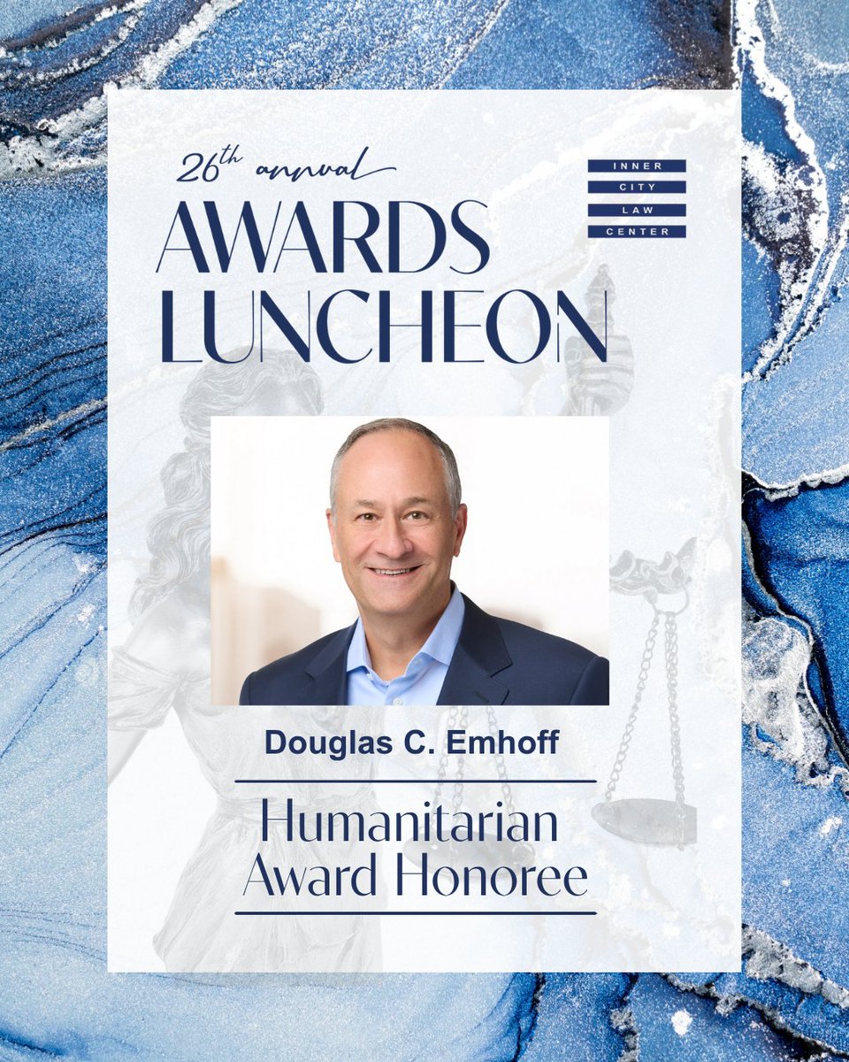 InnerCityLaw's tweet photo. At Inner City Law Center's 26th Annual Awards Luncheon, we were honored to recognize lawyer, educator, and former Second Gentleman @DouglasEmhoff with our 2026 Humanitarian Award!

We were grategul to present him with this award for his commitment to #publicservice and #legalaid! https://t.co/ivtP5flV3T
