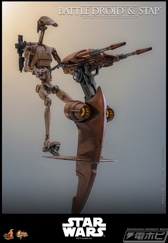 hobby_magazine's tweet photo. 【昨日の話題】『スター・ウォーズ エピソード1』バトル・ドロイドと搭乗マシンSTAPのセットが、1/6スケールフィギュアとなって #ホットトイズ から登場！STAPは単体でも販売！

https://t.co/022leZ3bHa

#スターウォーズ https://t.co/eKZbjoqfEV