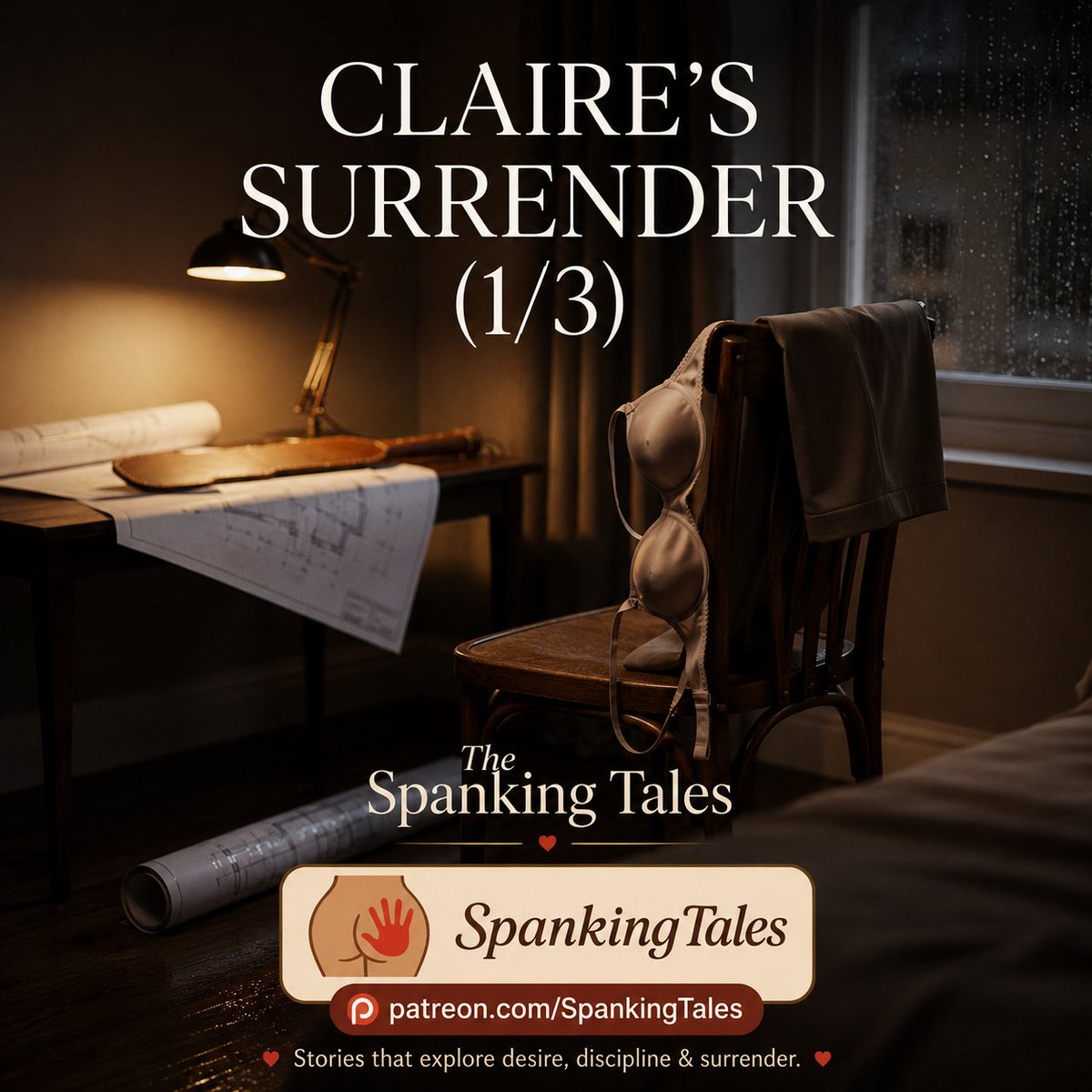 Spanking_Tales's tweet photo. ⏳ CLAIRE’S SURRENDER (1/3) — Out Now!
"She undressed with a slowness that was ceremonial"
Dive into Part I of my new series exploring discipline, submission, and power exchange.
Read Part I for FREE 🔞👇 https://t.co/H7sWeqf3d1
#BDSMCommunity #SpankingFiction #PatreonCreator https://t.co/raQuNsqacB