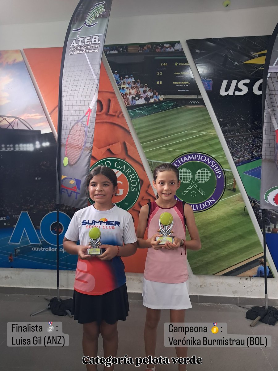 ateb2604's tweet photo. Resultados II Estadal Pelota de Colores BOL 2026:

Pelota verde 🟢 Fem
Single
Campeona 🥇: Veronika Burmistrau (BOL)
Finalista: Luisa Gil (ANZ)

Dobles
Campeonas 🥇🥇: Veronika Burmistrau / Nazja Latan (ambas de BOL)
Finalistas 🥈🥈: Ana Lopez / Sham Kabani (Ambas de ANZ) https://t.co/K7HtIzA135