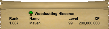 Hexis's tweet photo. Congratulations to @rsnMaven  on achieving 200M Woodcutting! https://t.co/lMPscAv2pw