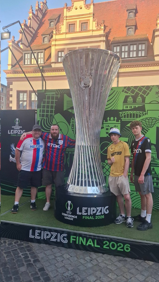 WilboLow's tweet photo. We're only in Leipzig to see the Palace in a European Cup final. This is a genuine pinch me moment, im in dreamland.  Win or lose Up The Palace! https://t.co/qlowqgEpWi
