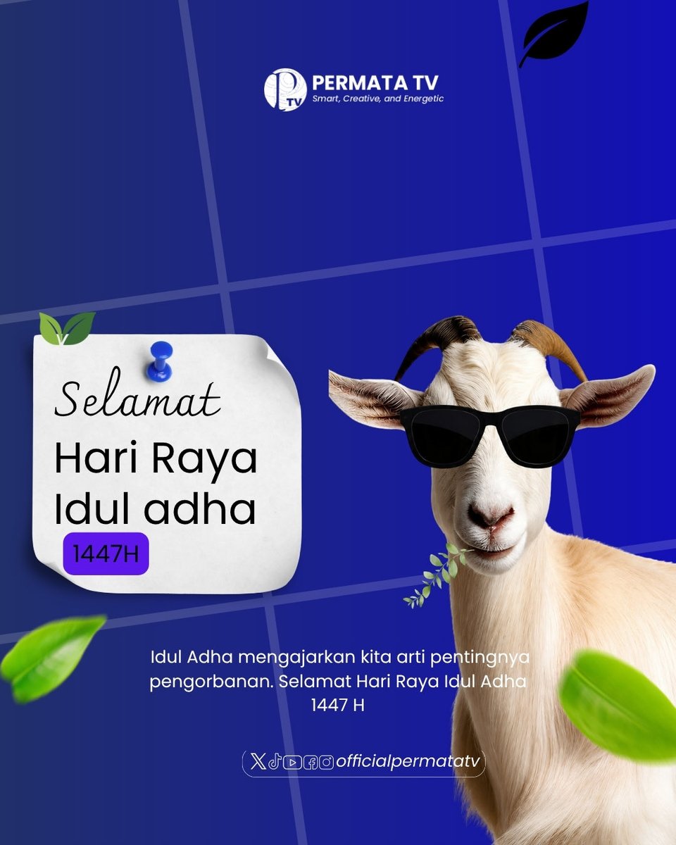 PermataTv's tweet photo. Selamat Hari Raya Idul Adha🐐🐄. Semoga momentum suci ini meningkatkan iman dan takwa kita. Mari kita tebar kebaikan dan kebahagiaan melalui kurban yang penuh berkah. https://t.co/UHzwE2wuKu
