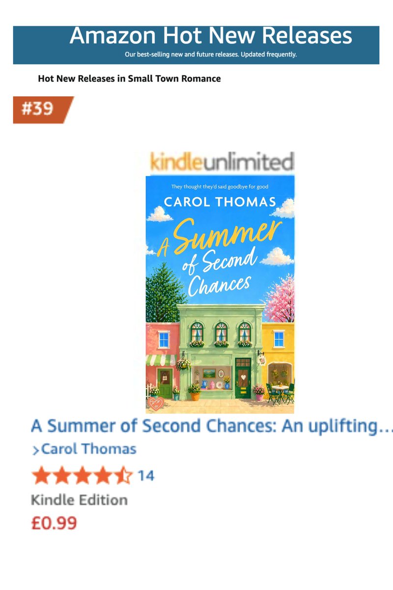 carol_thomas2's tweet photo. A Summer of Second Chances is a heartwarming, captivating romance, #99p or #free on #KindleUnlimited, and doing well in the hot new releases charts! https://t.co/ajscRhRzZK

@ChocLituk @JoffeBooks #romance #heatwave reading. https://t.co/5LouEzuytD