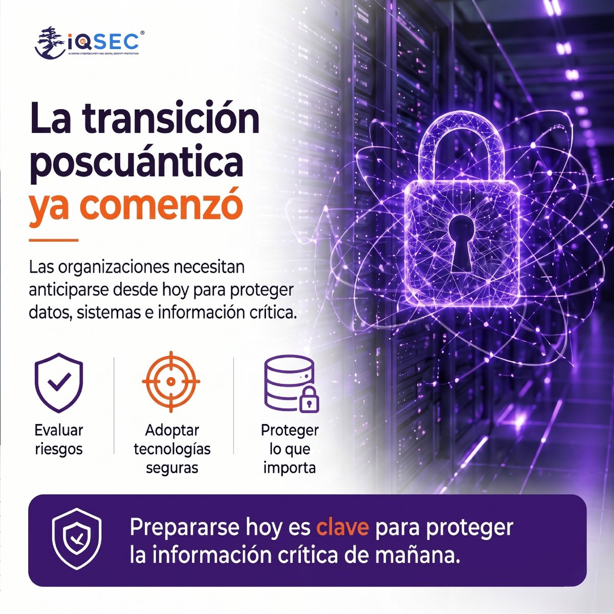 IQsec's tweet photo. #IQPulso | La conversación sobre criptografía poscuántica ya comenzó 🔐⚛️ El 77% identifica como prioridad proteger datos y sistemas ante amenazas cuánticas. La seguridad poscuántica ya es una decisión estratégica.👇

#IQSEC #Ciberseguridad #CyberSecurity #PQC https://t.co/jlgh08I9EF