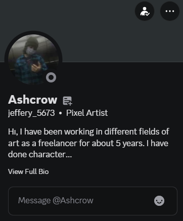 Proto_Dev's tweet photo. Bro, someone on Discord is out here copying a Fiverr pixel artist's whole identity, trying to get me to pay out of the platform. Same PFP, same bio, even claimed we worked together before.

It was obvious he wanted to scam me, since he started quoting some fucking enormous amounts just for one animation. Bro thinks I have a money printer at home or something XD

I verified with the real pixel artist (@AshCrow0001), and he had no clue. Turns out he most likely scans the profiles of past clients and hunts them down on Discord using the same username from Fiverr X)

Stay safe from these clowns out here, guys.