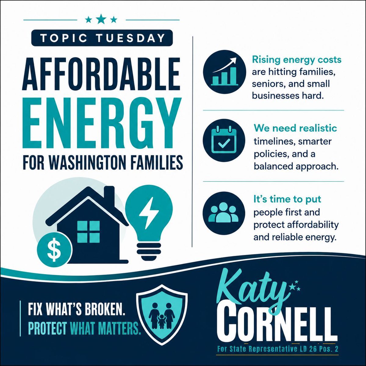 CornellKat267's tweet photo. #TopicTuesday ⚡

Katy Cornell says Washington families deserve affordable, reliable energy and a more balanced approach to rising utility costs.

Fix what’s broken. Protect what matters. 🇺🇸 https://t.co/PbqmHDnISq