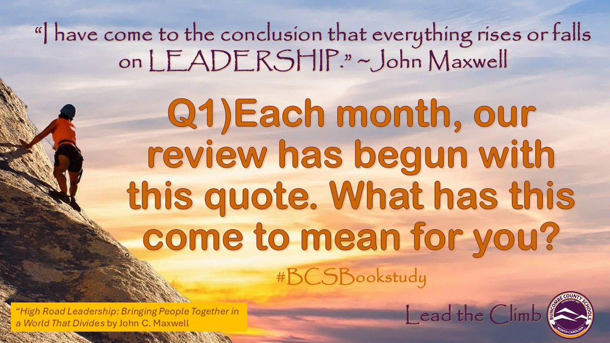 Dr_Rob_Jackson's tweet photo. “I have come to the conclusion that everything rises or falls on LEADERSHIP.” - @TheJohnCMaxwell
Q1) What does this quote mean to you? #BCSBookstudy @Maxwell_Leaders https://t.co/DdC88Wq3n9