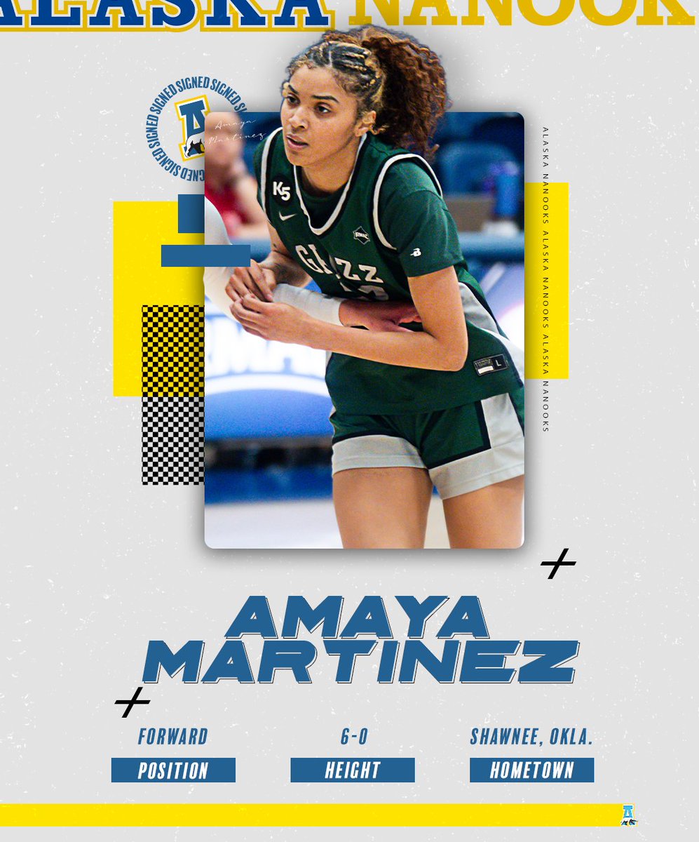 NanooksWBB's tweet photo. Give Amaya Martinez a big Fairbanks welcome!✅

The 6-0 forward joins the Nanooks after one year at Adams State and two at Northeastern Oklahoma A&amp;M! 

📰 >> https://t.co/pV2qvQe9mR

#NanookNation x #SigningDay https://t.co/KG3g1WaxBH