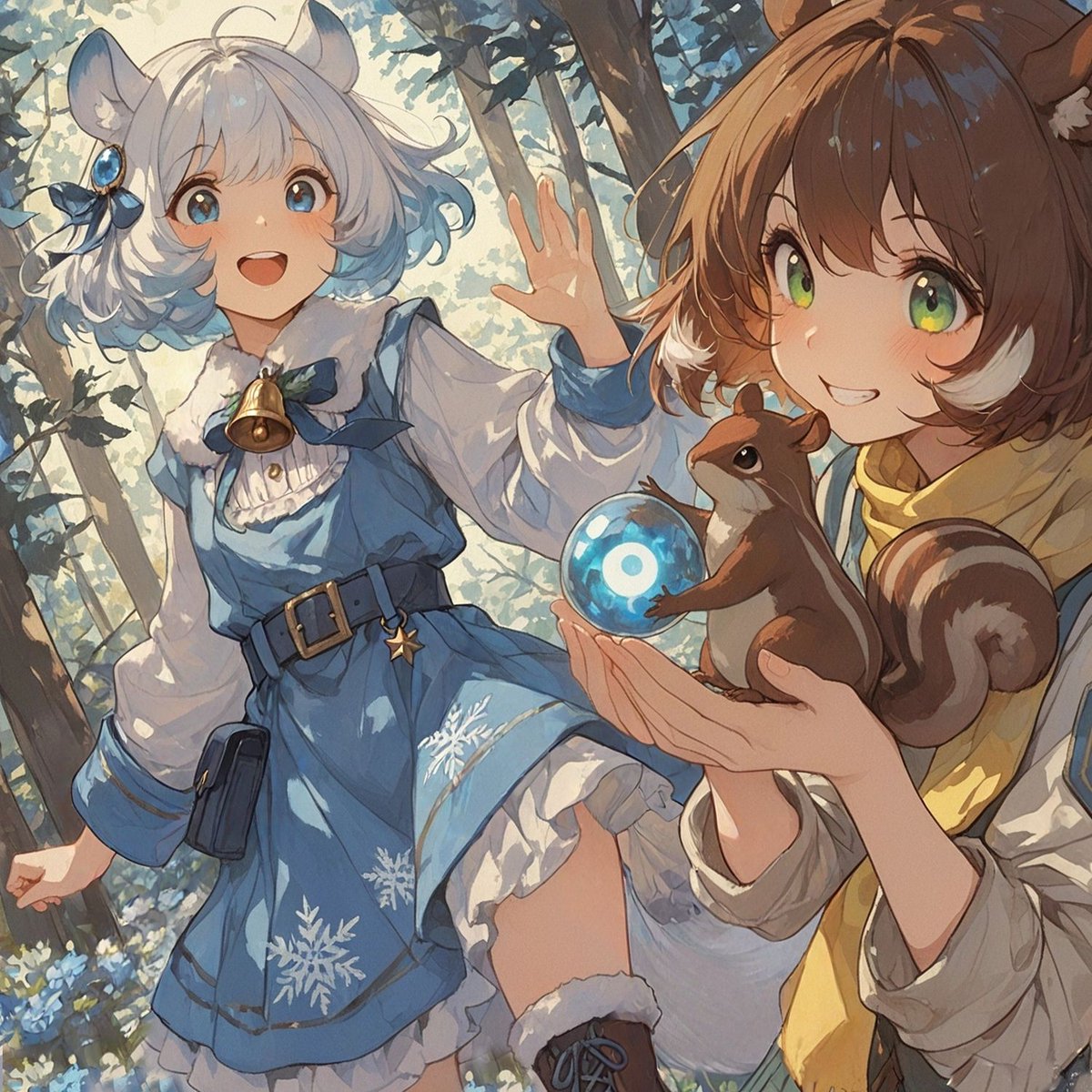 おはようございます☀️ リス子だよ！?️ 森で光り輝く宝珠を見つけ 