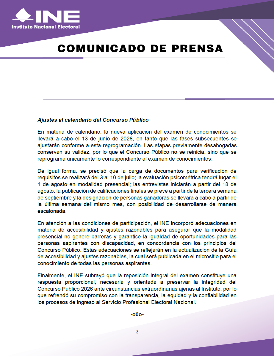 INEMexico's tweet photo. #BoletínINE 📄| Determina #INE reposición del examen para el ingreso al #SPEN y establece aplicación presencial el 13 de junio 🗓️

🔗 Los detalles de la información en el siguiente enlace: https://t.co/bYdmE7rDJD https://t.co/v48nlt9Q74