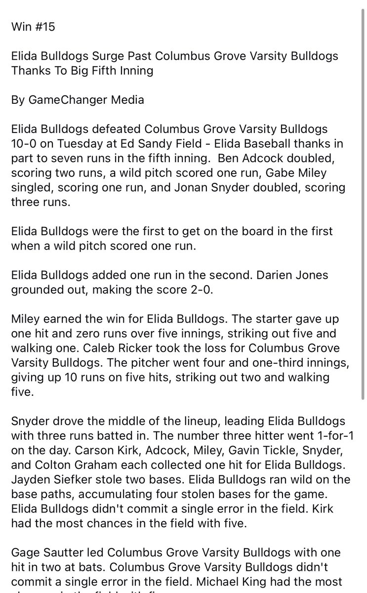 ElidaBaseball's tweet photo. https://t.co/C3R5BsuLdi