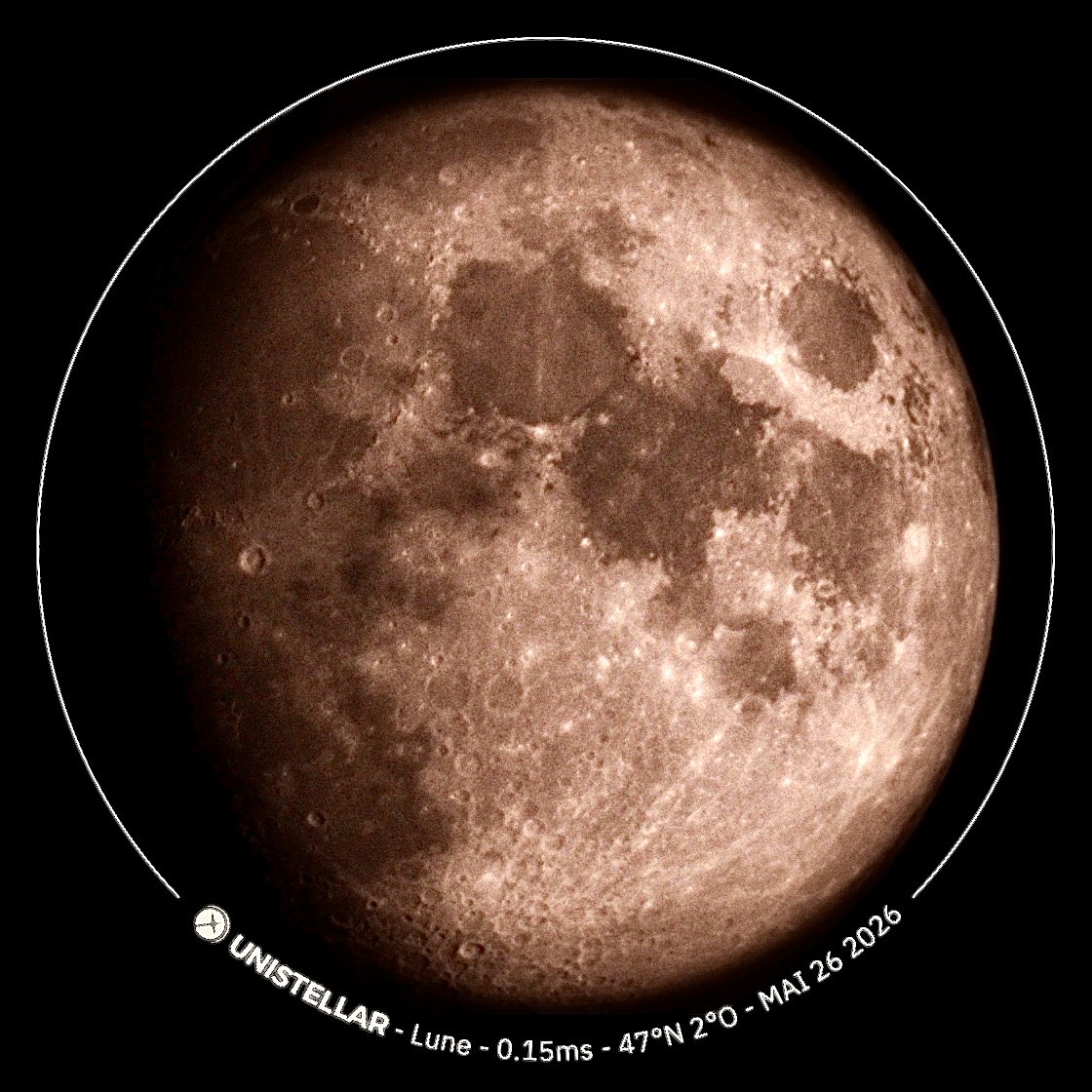 ahenk75's tweet photo. The #Moon , on May26, 2026, at Nantes, w/@Unistellar #eVscope #Space #Astronomy https://t.co/WQ9cgmF313
