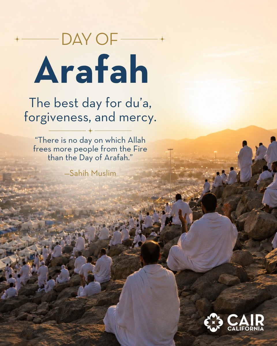 CAIRSFBA's tweet photo. As you plan your sadaqah on the blessed Day of Arafah, we ask you to remember the work that protects our Bay Area community.
 
CAIR-SFBA defends community members facing discrimination, hate, immigration challenges, and violations of their rights, at school, at work, in housing, while traveling, in detention, and beyond.
 
On this sacred day, when deeds and duas carry special weight, please include CAIR-SFBA in your giving.
 
Donate: https://t.co/1eV1TJbOUA