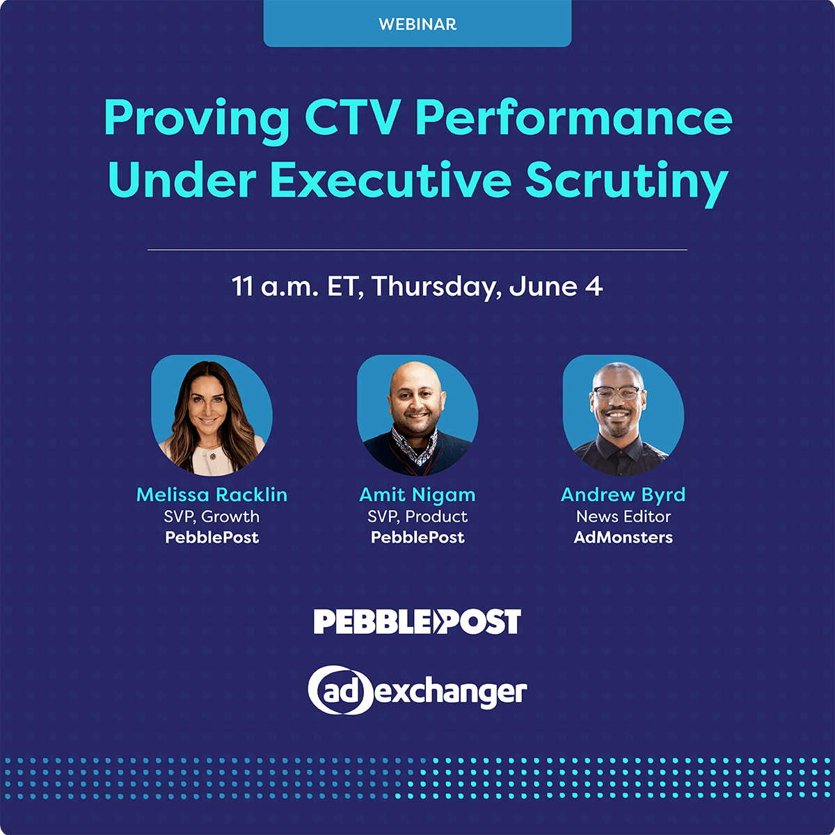 PebblePostPDM's tweet photo. CTV measurement is facing rising scrutiny.

As budgets scale, marketers are pushing beyond platform-level attribution toward incrementality that holds up in the boardroom.

In our June 4 webinar with @adexchanger, we’ll unpack how teams are separating attribution from causality and building more credible ways to measure CTV outcomes.

🔓 A key unlock: cross-brand first-party transaction data.

When CTV ad exposure connects to real purchase behavior across commerce environments, incremental revenue impact becomes clearer and far more actionable.

Register to learn more: https://t.co/EAcj9gjVXK

#ctv #ctvadvertising #adtech