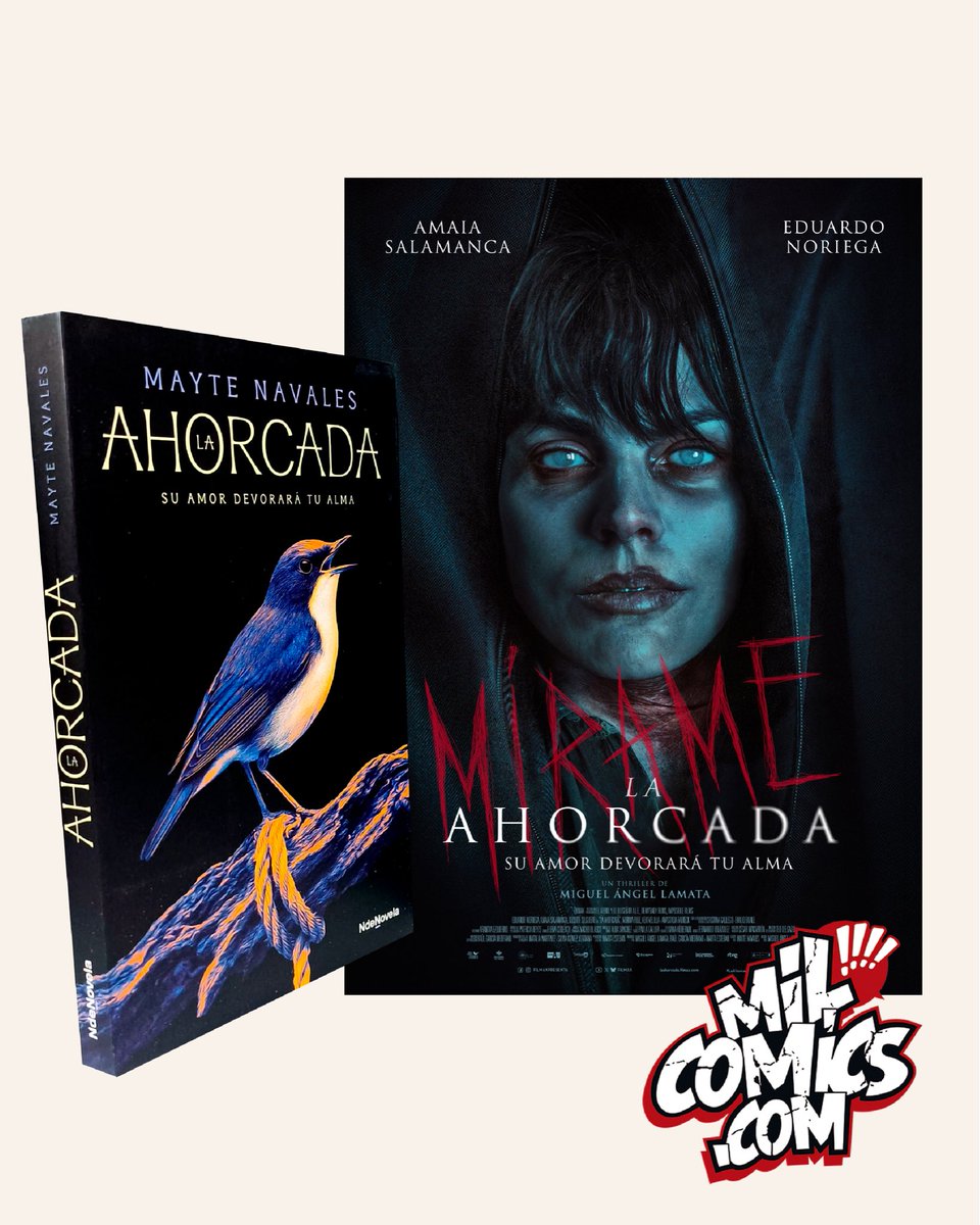 MILCOMICS's tweet photo. MAYTE NAVALES, autora de La Ahorcada, firmará con nosotros en la Feria del Libro de Zaragoza 😊😊
 📍 En la caseta de MILCÓMICS (n° 53 y 54) 📅 Sábado 6 de junio ⏰ De 18:30 a 20:00
👉 Llévate tu ejemplar de LA AHORCADA y el póster oficial de la película firmados por Mayte Navales

🎬 La Ahorcada es una historia de terror sobrenatural, obsesión y venganza… adaptada al cine por Miguel Ángel Lamata, con Amaya Salamanca y Eduardo Noriega.
💻 ¿Qué no puedes venir? No hay problema: puedes pedir tu ejemplar firmado online con la lámina incluida.

📍 Te esperamos en Feria del Libro de Zaragoza, Parque grande
José Antonio Labordeta